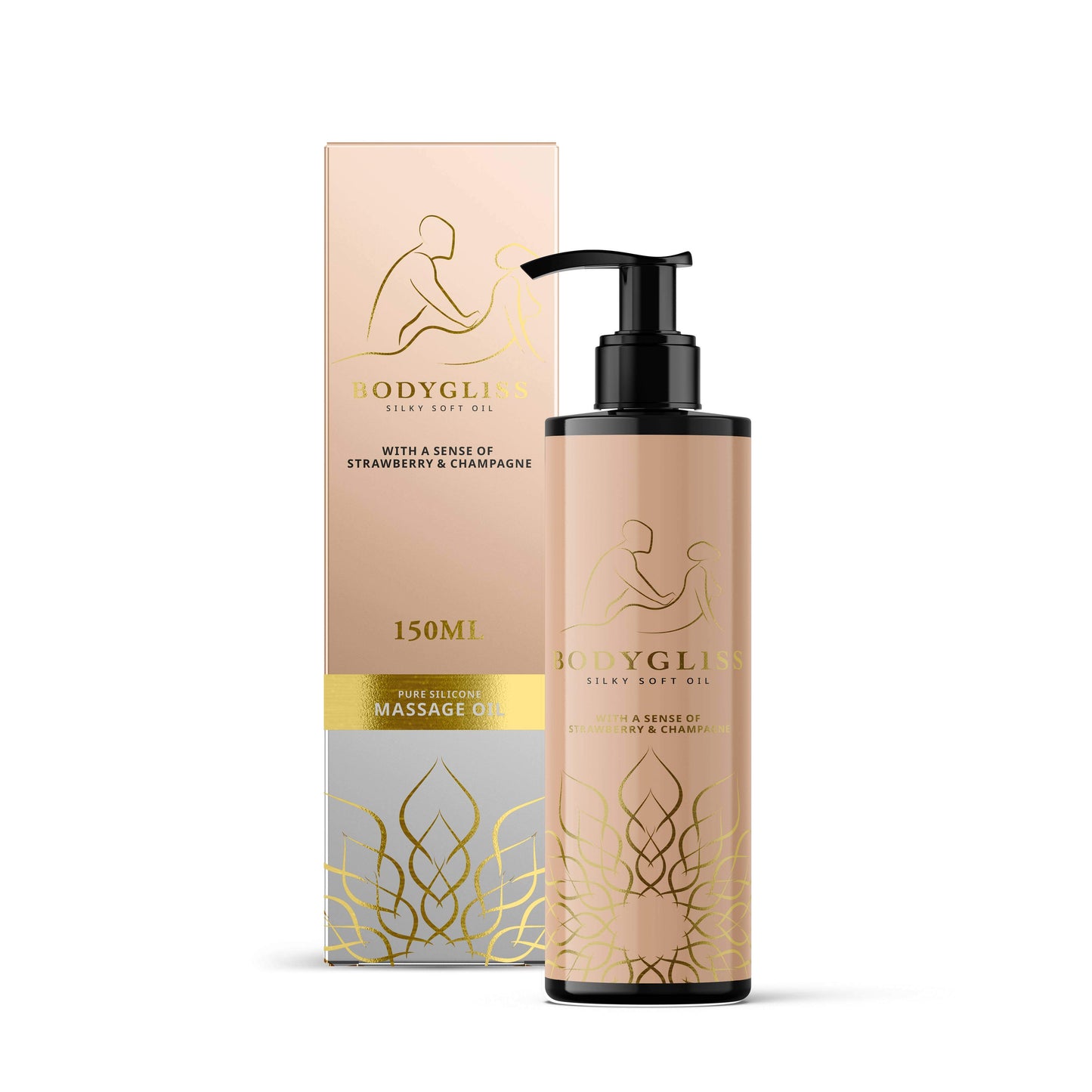 Huile de Massage et Lubrifiant Fraise Champagne